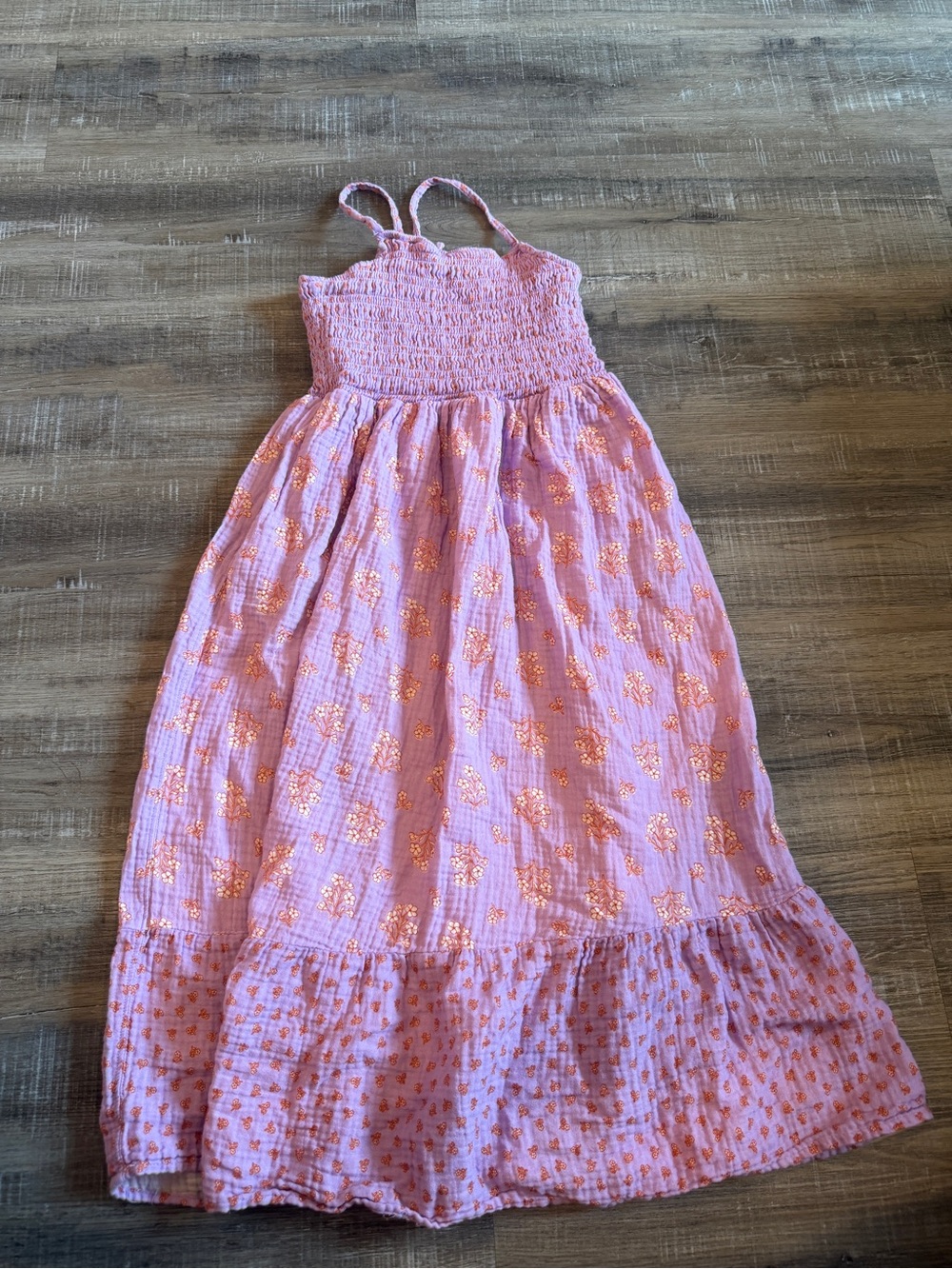 Cat & Jack Pink Metallic Floral Sundress with Smocked Top